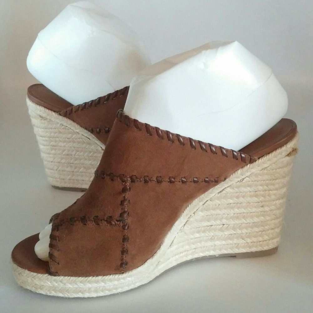 Crown Vintage 8 Espadrille Wedges Pumps Peep Toe